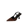 European and American style plaid leopard print high heel bag head sandals single shoes