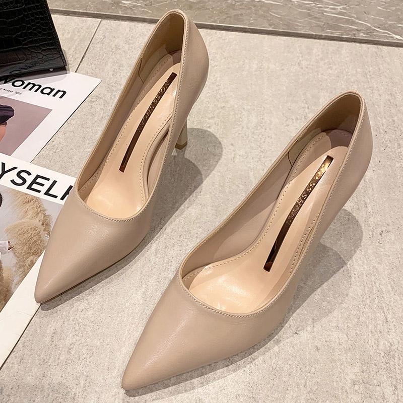 

Осенние корейские женские туфли-лодочки с острым носком, элегантные женские туфли из мягкой кожи на тонком высоком каблуке 9 см, свадебные туфли для выпускного вечера