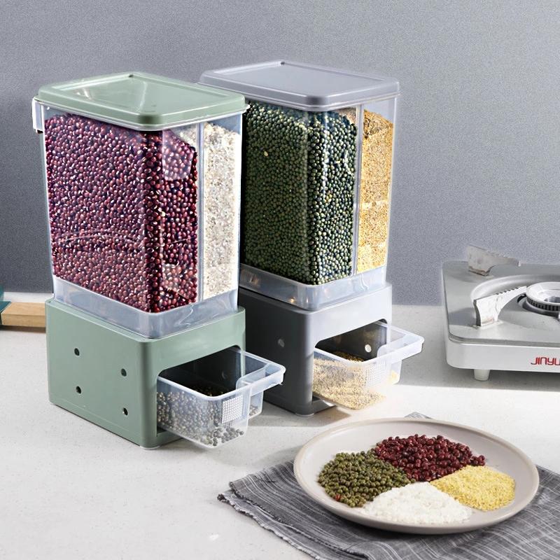 Nástěnný dávkovač cereálií Vodotěsná uzavřená nádoba na skladování potravin Nádoba na skladování rýže a obilí Kbelík na rýži Kuchyňský organizér
