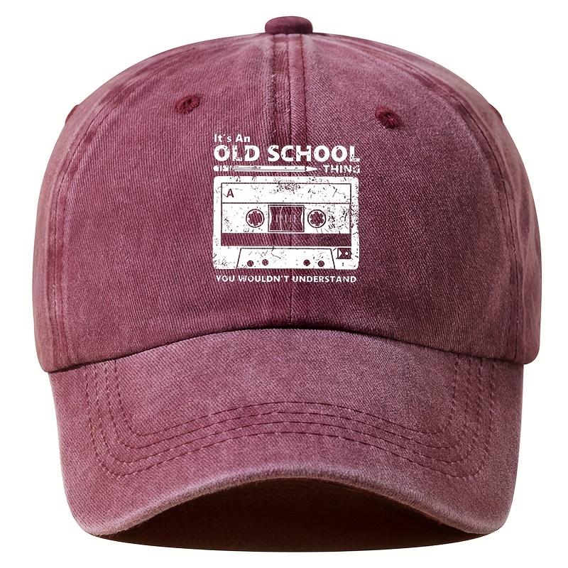 Old School Cassette Tape Print Baseball Cap Vintage Washed Unisex Adult Casual Adjustable Dad Hat