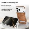 For iPhone 17 Pro Max Case with Hidden Kickstand Leather + PC + TPU Matte Electroplated Phone Cover