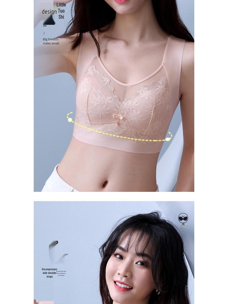 Seamless Lace Bralette Women's Minimizer Tank Top with Integrated Cup