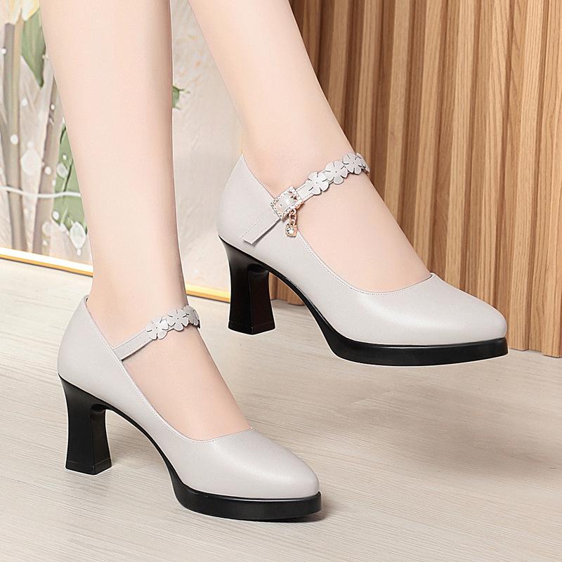 High Heels Platform Pumps 2025 Spring New Fashion High Heels Shoes Woman PU Leather Waterproof Shoes Femme Ladies Office Shoes