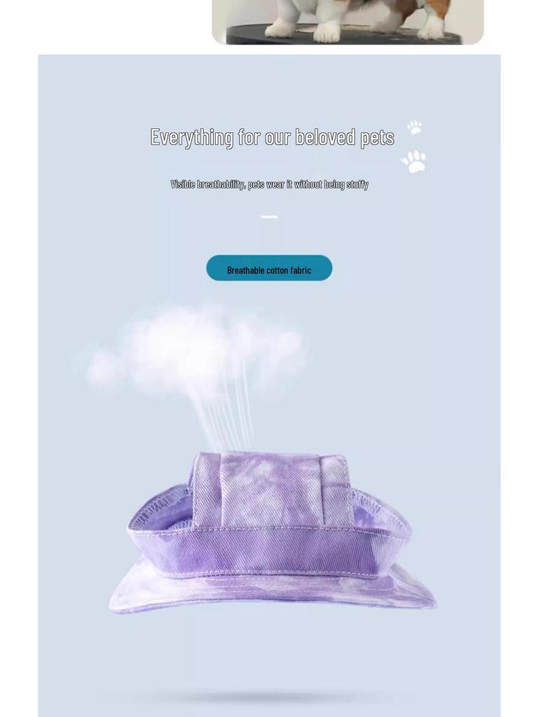 Adjustable Cat & Dog Summer Sun Visor with Ear Holes - Pet Hat for Walking & Photos