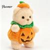 Fluffy Decorative Pillow Doll Halloween Pumpkin Bear Plush Toy, Soft Stuffed Animal for Kids, Theme Room Decor Cute Huggable Fall Holiday Home