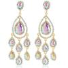 Geometric Water Crystal Drop Earrings With Electroplated Finish For Womens Fashion Accessory