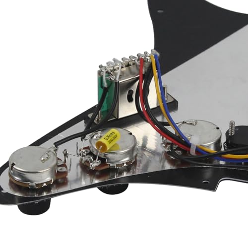 FLEOR Alnico 5 Prewired Strat Pickguard for Electric Guitar with 3 Single-Coil Pickups - Black