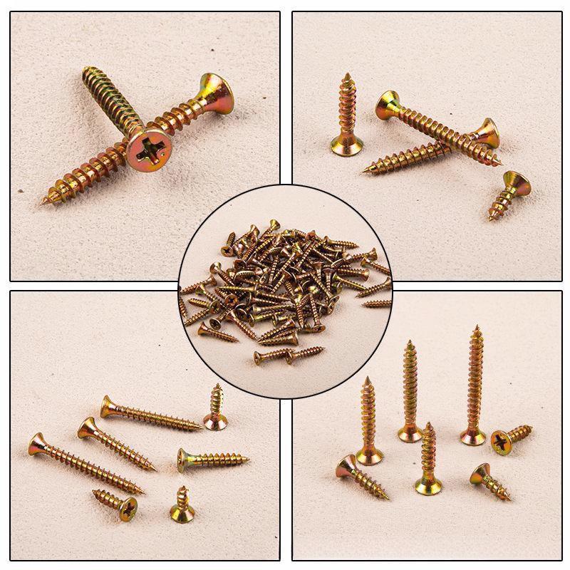 520Pcs M3.5 Countersunk Head Self-Tapping Screws Kit Color Galvanized Screw Set For Woodworking Industrial Home Decoration