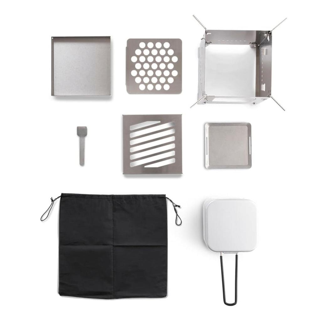 Takagi Ohniště Železná sada Venkovní grilování Vaření Ohniště Zvedák Včetně úložné tašky Takagi TAKAGI Stojan/Mini talíř/Vařič