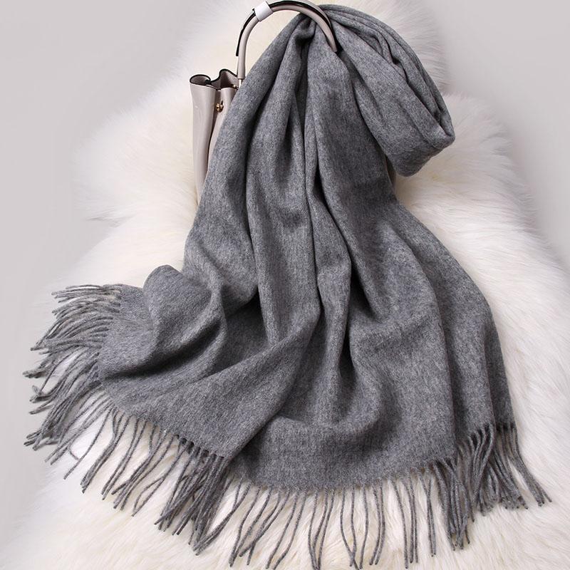 Winter 100% Wool Scarf For Women Fashion Luxury Thick Shawls Wraps Pashmina Ladies Foulard Femme Warm Cashmere Scarves Echarpe