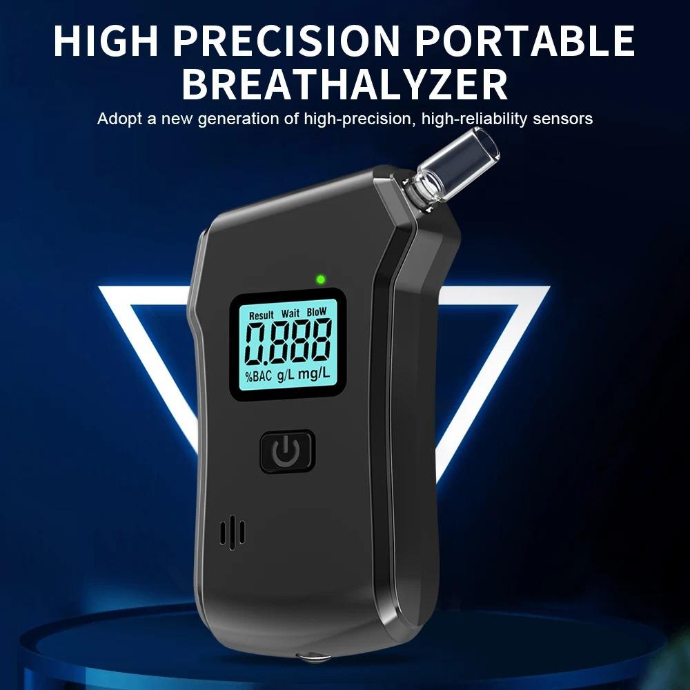 Přenosný digitální alkohol tester s baterkou, profesionální vysoce přesný dechový analyzátor s hlasovým ovládáním