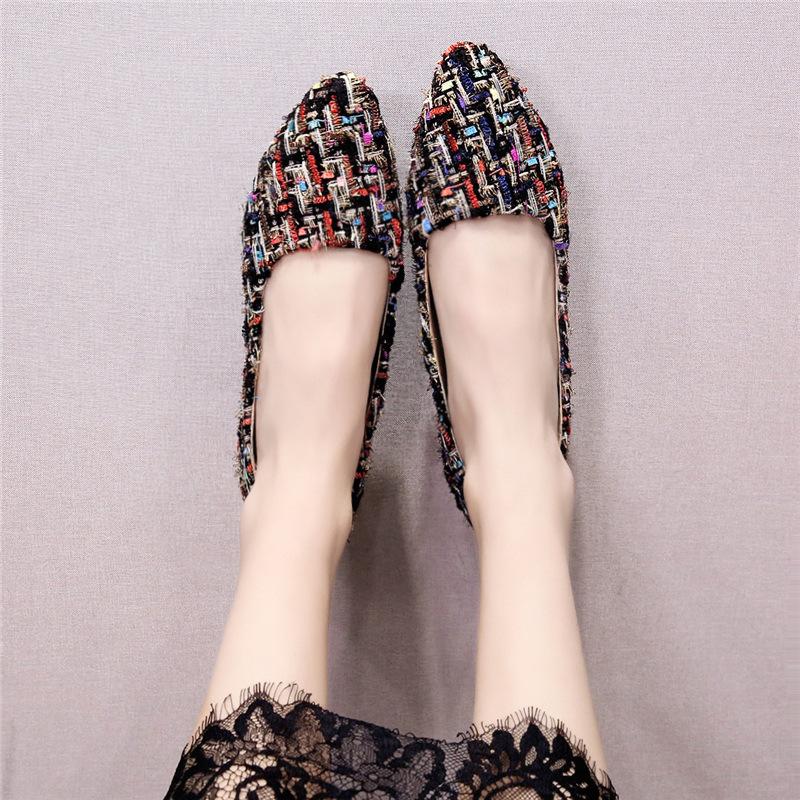 Women's Pointed Retro Plus Size Women's Shoes Thick-heeled Peas Shoes Single Shoes
