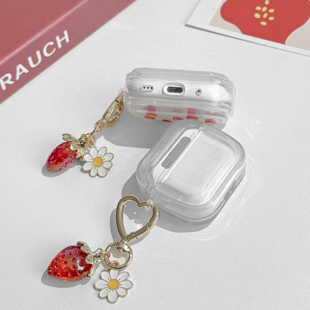The new Phantom Epoxy strawberry is suitable for AirPodsPro1 protective cover strawberry pendant universal Apple 1st generation soft shell