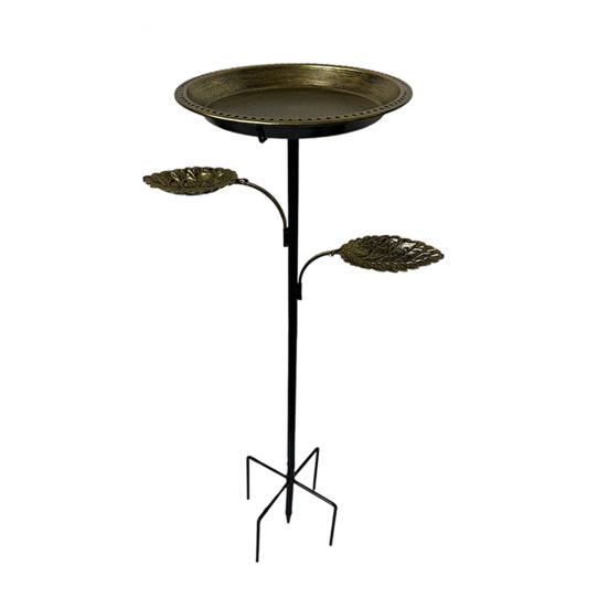 Metal Bird Bath for Outside 5 Pronged Base Birdbath with Stake Vintage Freestanding Feeder Bowl for Garden Patio Yard Lawn Decor