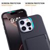 For iPhone 16 Pro Case with Card Holder/Mirror/Kickstand TPU + PC Phone Back Cover