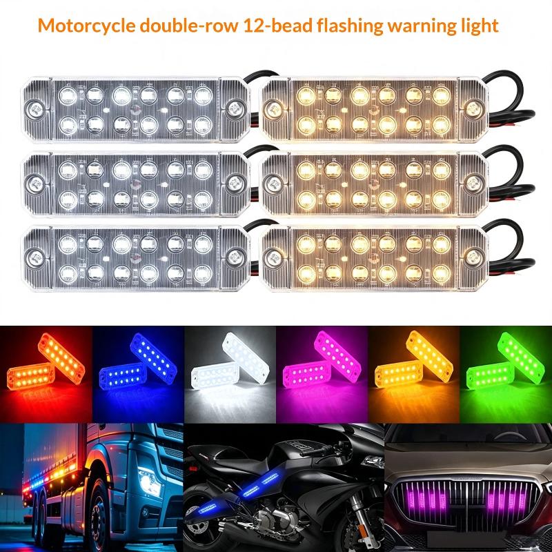 1Pcs 12-35V Truck Led Side Marker Light Double Row 12 Smd Strobe Warning Light Indicator Signal Light Rear Taillight Colorful