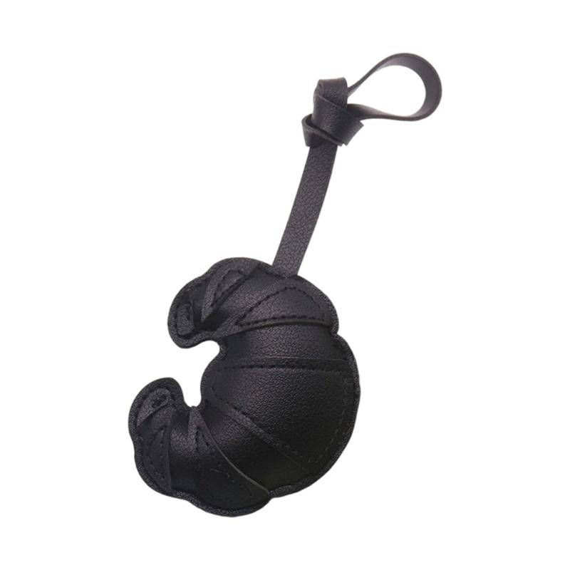 Handgenähtes Patchwork Croissant Schlüsselanhänger Vintage Stil Leder Dekoration Schlüsselanhänger Ornament Für den täglichen Gebrauch