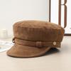 Four Seasons Retro Navy Hat Premium Suede Flat Top Newsboy Hat Girls Versatile Painter Hat