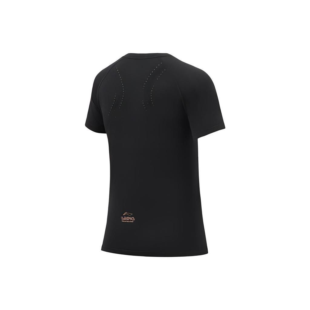 Li Ning Training Series Casual Round Neck Short Sleeve T-Shirt Women Tops Black ATSR366-1
