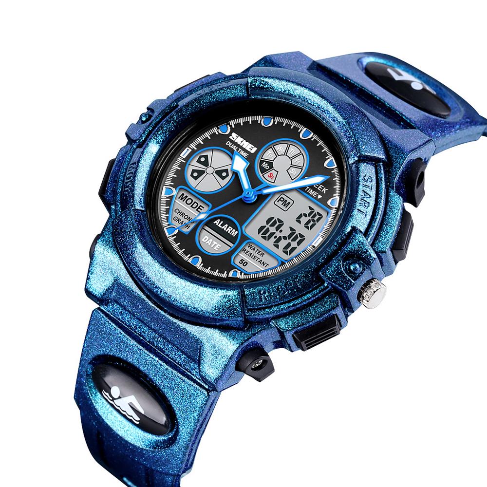 1163 Uhren Kinder Outdoor Sport Kinderuhr Digital Quarz Armbanduhr für Jungen Mädchen Uhren mit PU-Armband Band Alarm LED Leuchtend Wasserdicht