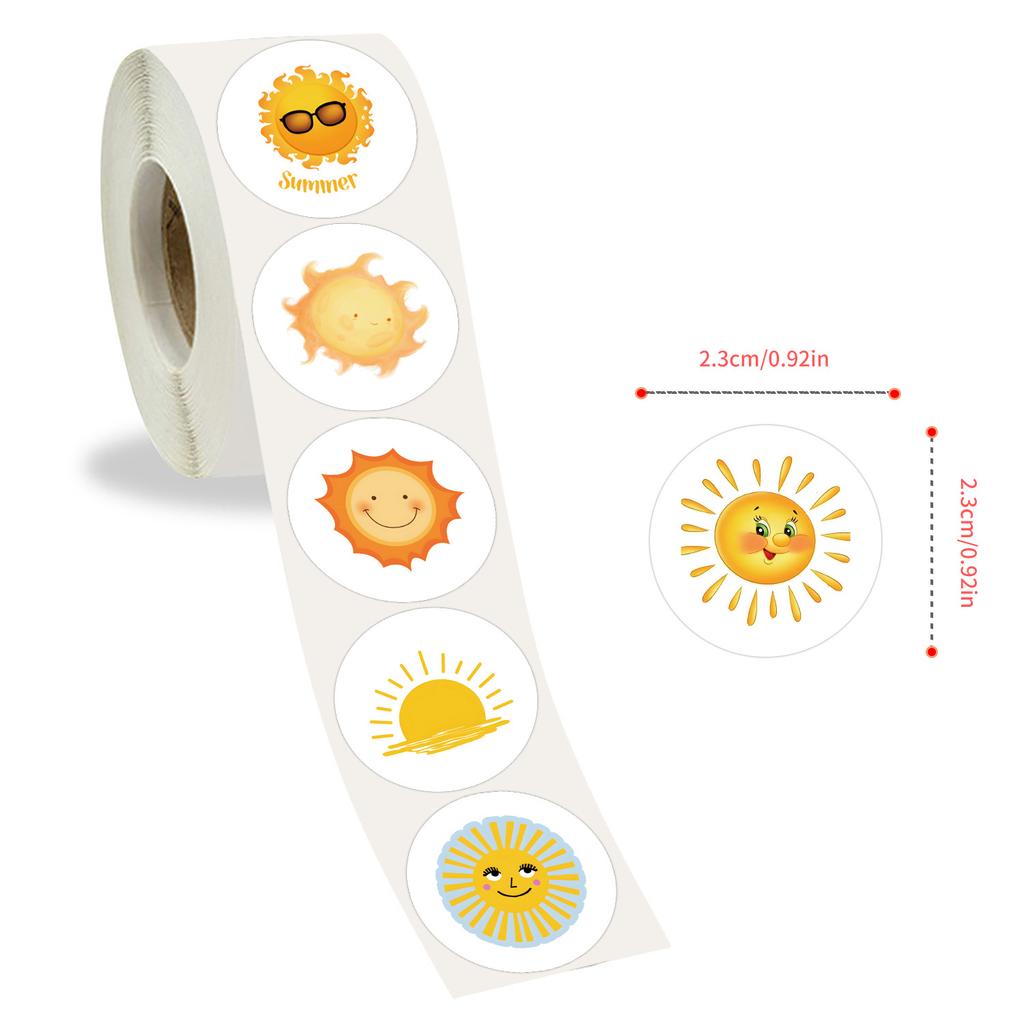 500 Stickers/rolls of Sunny and High-light Rolls of Rolls of Children's Toys Reward Stickers Creative Decorative Self-adhesive Stickers