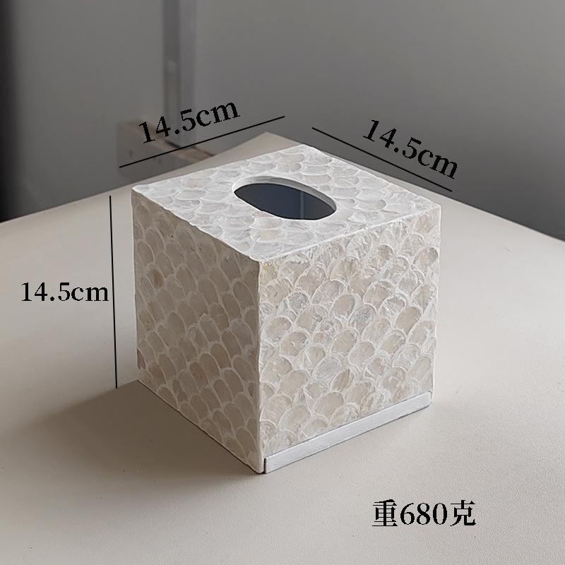 Creative Natural Seashell Tissue Box Nordic Square Rectangular Tissues Storage Box Family Living Room Table Decoration Ornaments