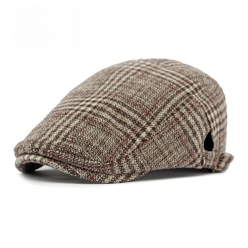Unisex Plaid Flat Cap Japanese Retro Tweed Woolen Ivy Cap British Style Gatsby Cabbie Hat Autumn Winter Adjustable