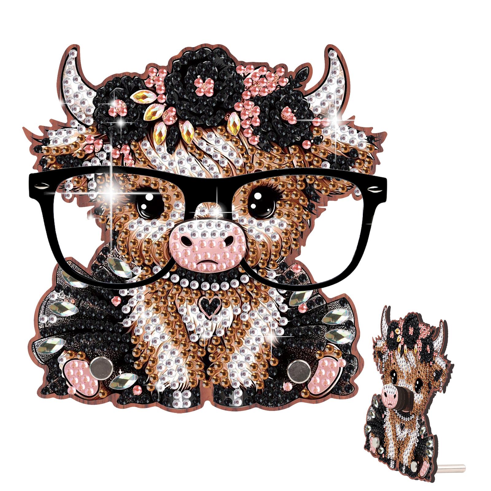 

Handmade Wood Animal DIY Diamond Eyeglass Holder Stand Special Shaped Rhinestone Home Office Decor