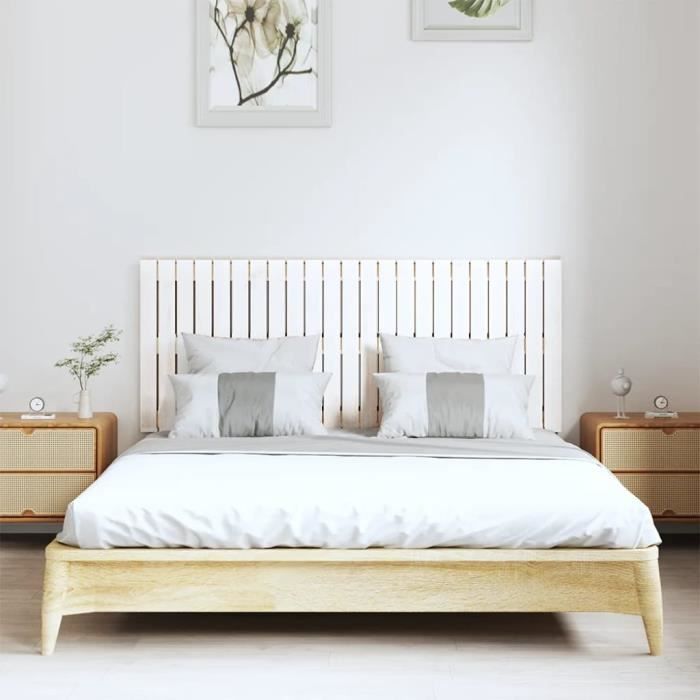 824844 vidaXL Wall-mounted Headboard White 147x3x60 Cm Solid Pine Wood