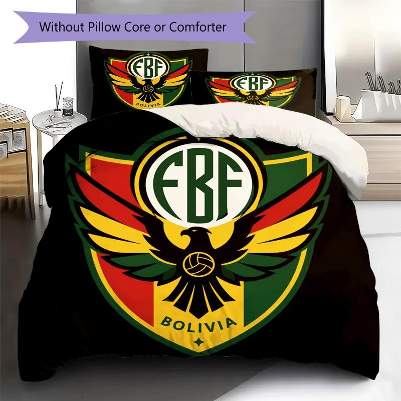 Bolivia FBF Football Eagle Shield Print Duvet Cover Set 3Pcs National Soccer Team Bedding Bedroom Home Decor Without Pillow Core Comforter