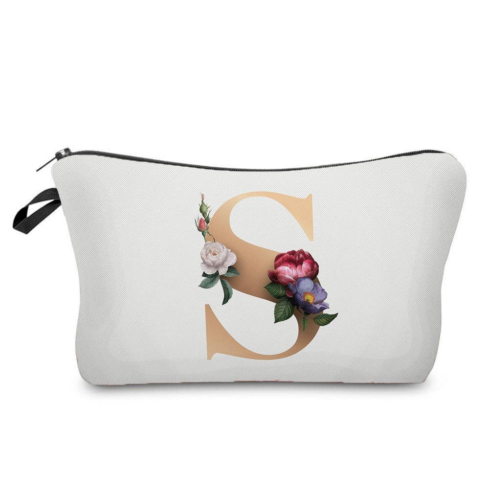 Geantă Cosmetică cu Imprimeu Litere Aurii pentru Femei Organizator pentru Articole de Toaletă Geantă de Depozitare pentru Călătorie 6719