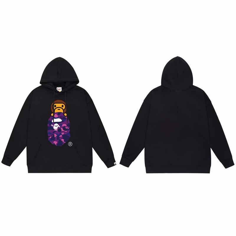 Mens Oversized Hooded Sweatshirt With Ape Head Print Heavyweight Cotton Long Sleeve Pullover Daily Wear