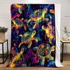 Neon Sea Turtles In Cosmic Water Print Blanket Soft and Cozy Perfect for the Living Room Bed Sofa or a Nap,gift