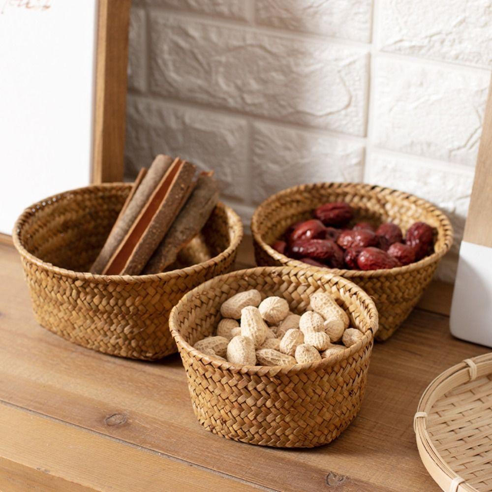Home Desktop Decoration Rattan Storage Baskets Imitation Rattan Hand-woven Baskets