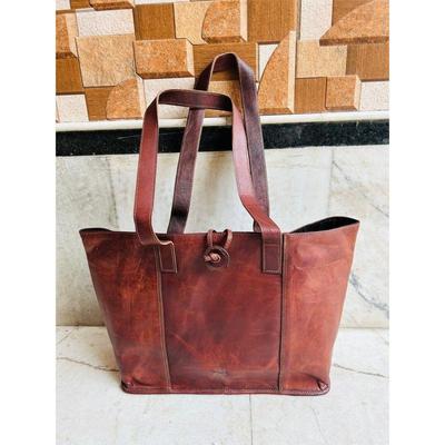 Handgefertigte trendige Einkaufstasche aus Leder, große, lässige Einkaufstasche für jeden Tag, Umhängetasche aus natürlichem veganem Leder mit Griffen aus echtem Leder.