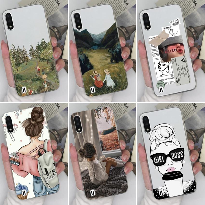For Samsung A9 C7 M31 M01 M10 F13 Gentle Girls Phone Casing Luxury Transparent Lens Protection Shockproof Shell For Samsung Silicone Handphone Covers