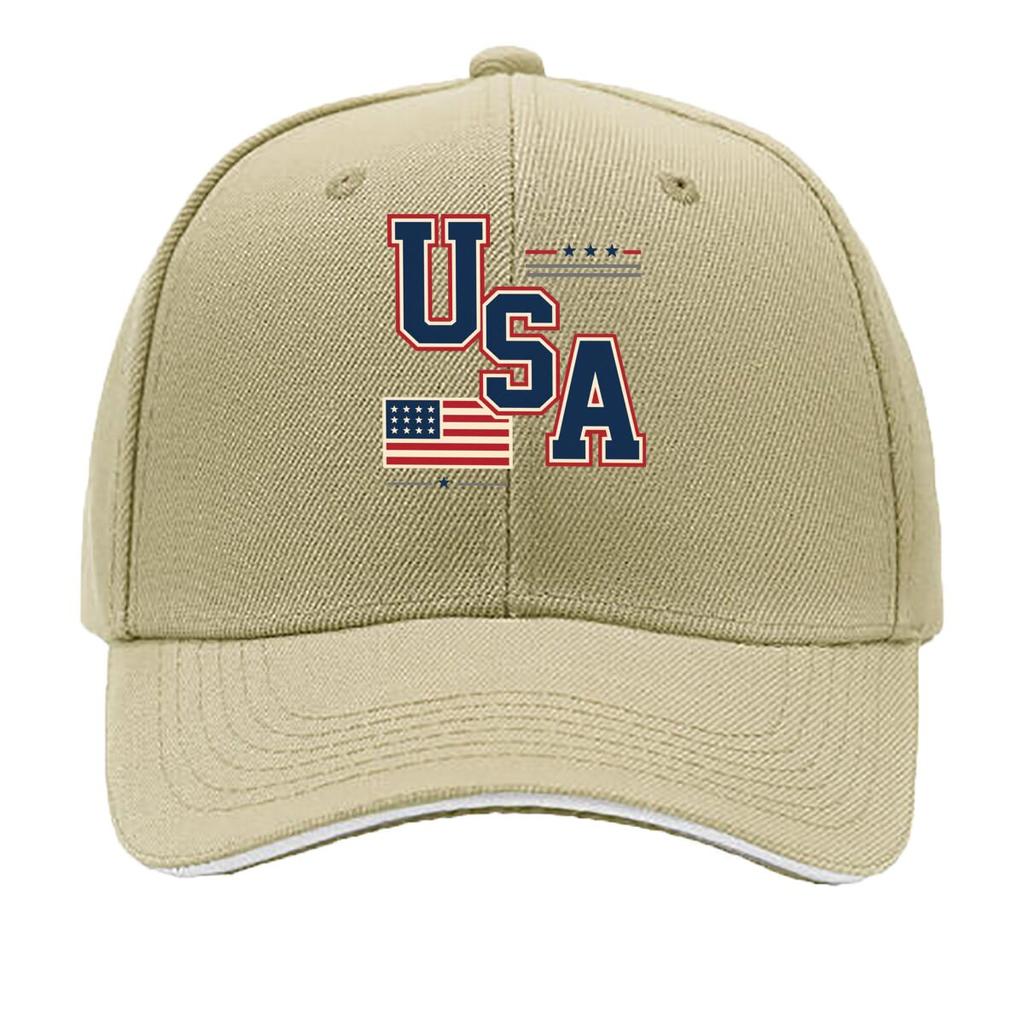 Bold USA Patriotic Flag Block Letter Sandwich Baseball Cap Sun Cap Outdoor Workouts Hat