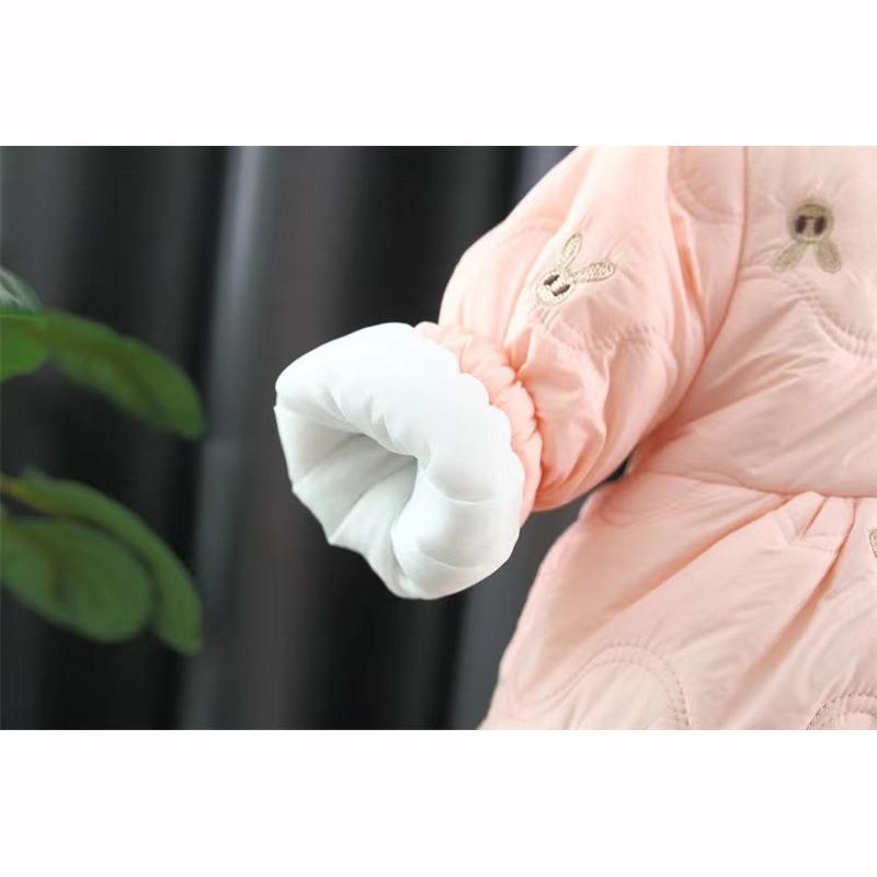 Winter Cartoon Rabbit Long Sleeved Baby Girl Coat Pink Thick Warm Children's