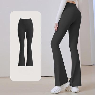 Calças de Yoga Esportivas Secagem Rápida Respiráveis Justas Calças de Fitness Cintura Alta Ajuste Slim Roupa de Yoga Calças Flare de Perna Larga