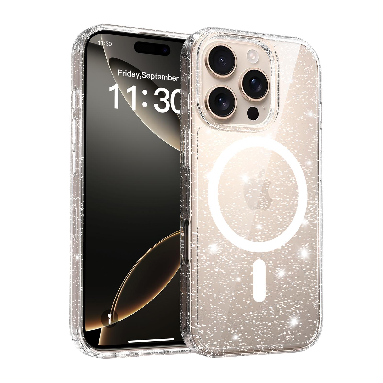 

Magnetic Case with Magnet for Magsafe Mag Safe Iphone 17 Air 16 E 15 Plus 14 13 Pro Max 12 11 13Pro 16E 14Pro 16Pro Glitter Clear Cover iphone 13 Pro Max