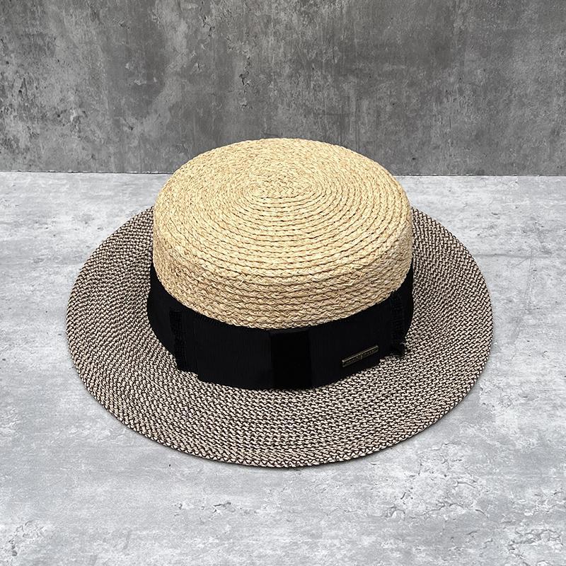 Versatile Raffia Flat-Topped Straw Hat Women'S Summer Vacation Beach Sun Protection Visor