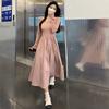 Early spring women's clothing light French style Korean dress new splicing gentle style high-end temperament waist dress