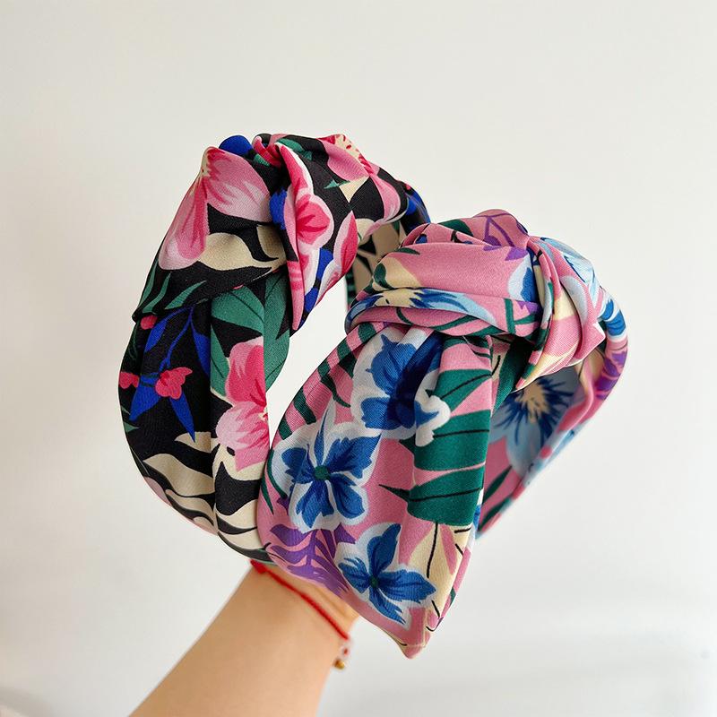 Women Girls Satin Tiedye Flower Big Knot Hairband Headband Adult Hair Accessories Hair Jewley