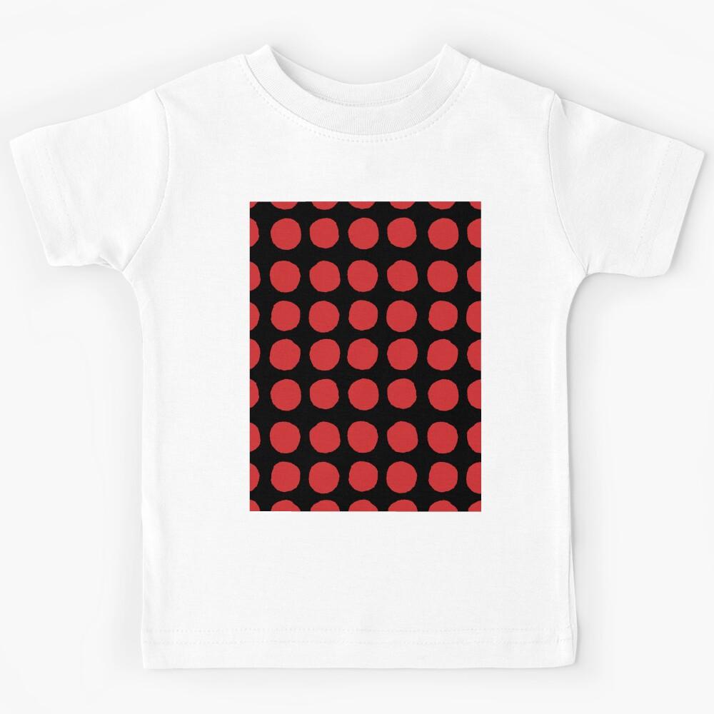 Black and Red Abstract Polka Dot Pattern Pairs Coloro 2022 Popular Color Red Glow 013-43-37 Kids T-Shirt 150