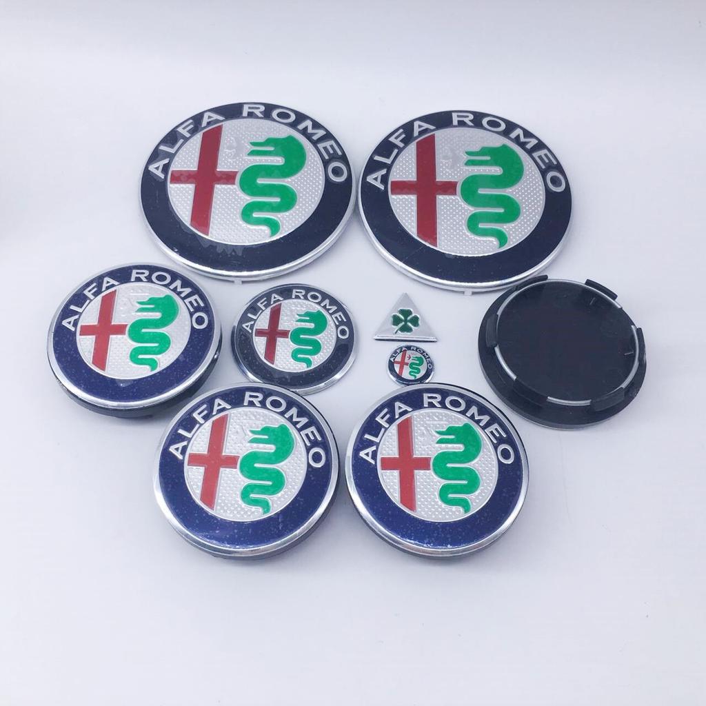 FPEV2 1 rinkinys 9 vnt. 50 mm ratlankio centrinis dangtelis Alfa Romeo 147 166 74 mm variklio dangčiui, bagažinei 40 mm vairo emblema Brera Spider Giulietta