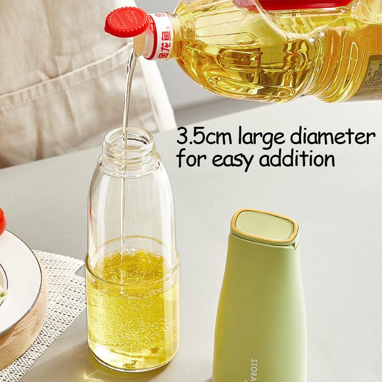 500ml Kitchen Oiler Oil Vinegar Bottle Press Open Lid Glass Seasoning Bottle Multi-Purpose Soy Sauce Bottle New Spice Jar
