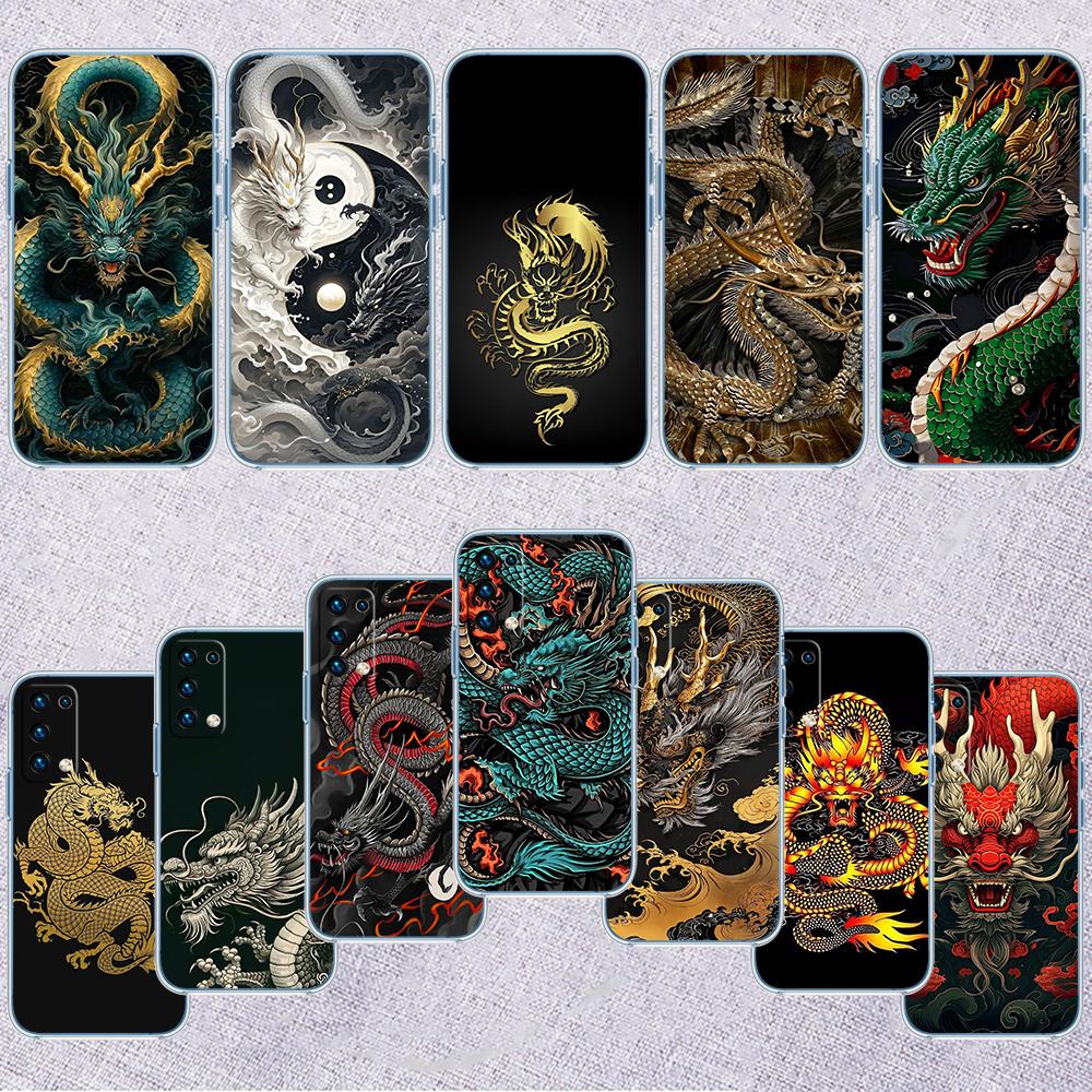 QE7 Chinesischer Drache Transparente Handyhülle für Samsung Galaxy A04 A04S A14 A23 A34 A54 M23 M33 M52 M53