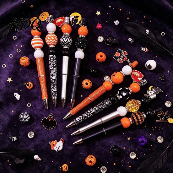 Art And Craft Materials for Adults 8PCS Halloween Beadable Pens, Assorted Acrylic Beads Decor, DIY Ballpoint Holiday Party Supplies Crafts Pen