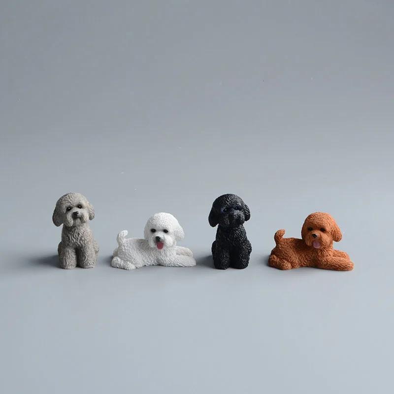 2pcs Simulation Poodle Dog Animal Resin Action Figures Home Desktop Decoration Children Birthday Christmas Gift Doll Kids Toys