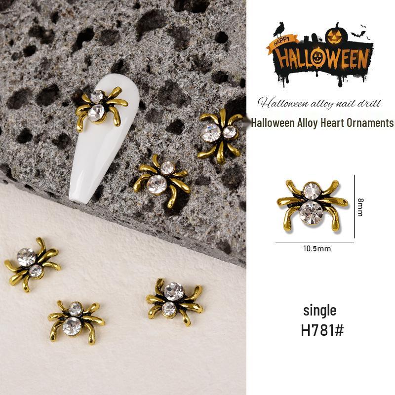 Japanese Metal Nail Art: Halloween Ghost Claw, Skull & Spider Rhinestone Stickers